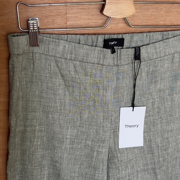 NWT $295 THEORY Pull-On Pants, Cargo Melange Eco Sharkskin Linen Blend Size 8 - Picture 3 of 9